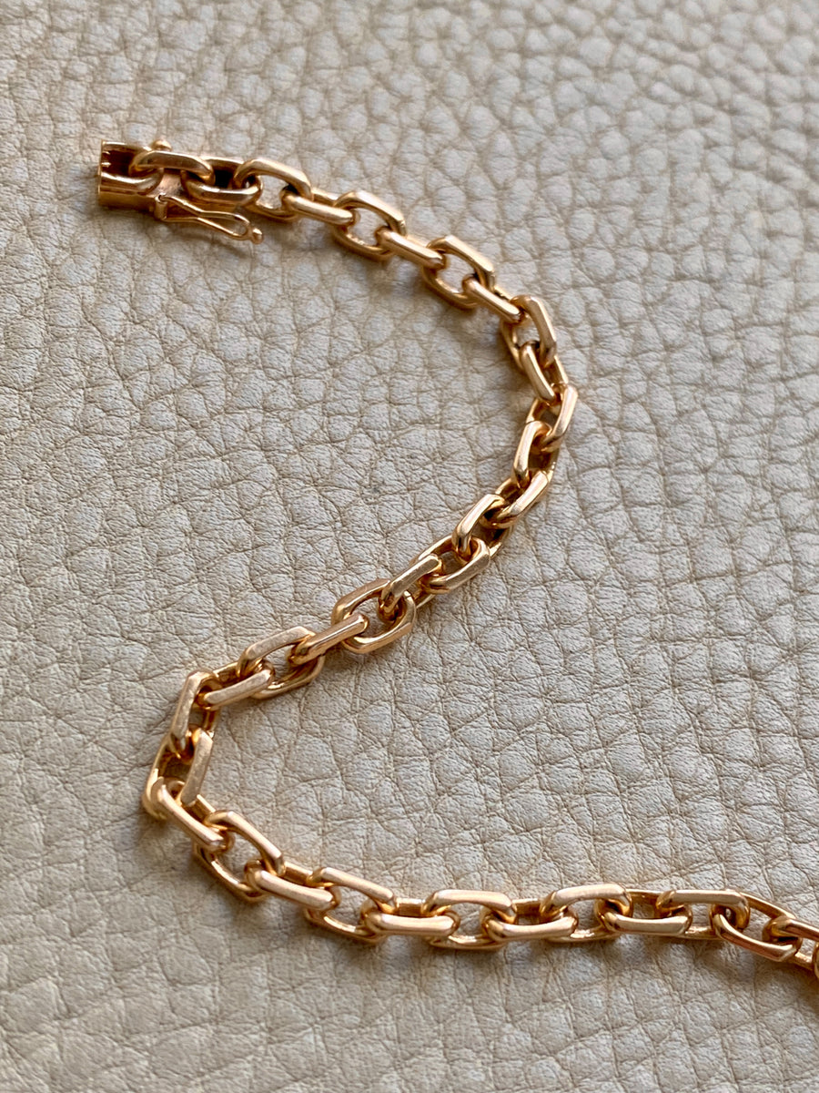 Swedish vintage 18k gold biker link bracelet 4.4mm width - 7.5 inch length