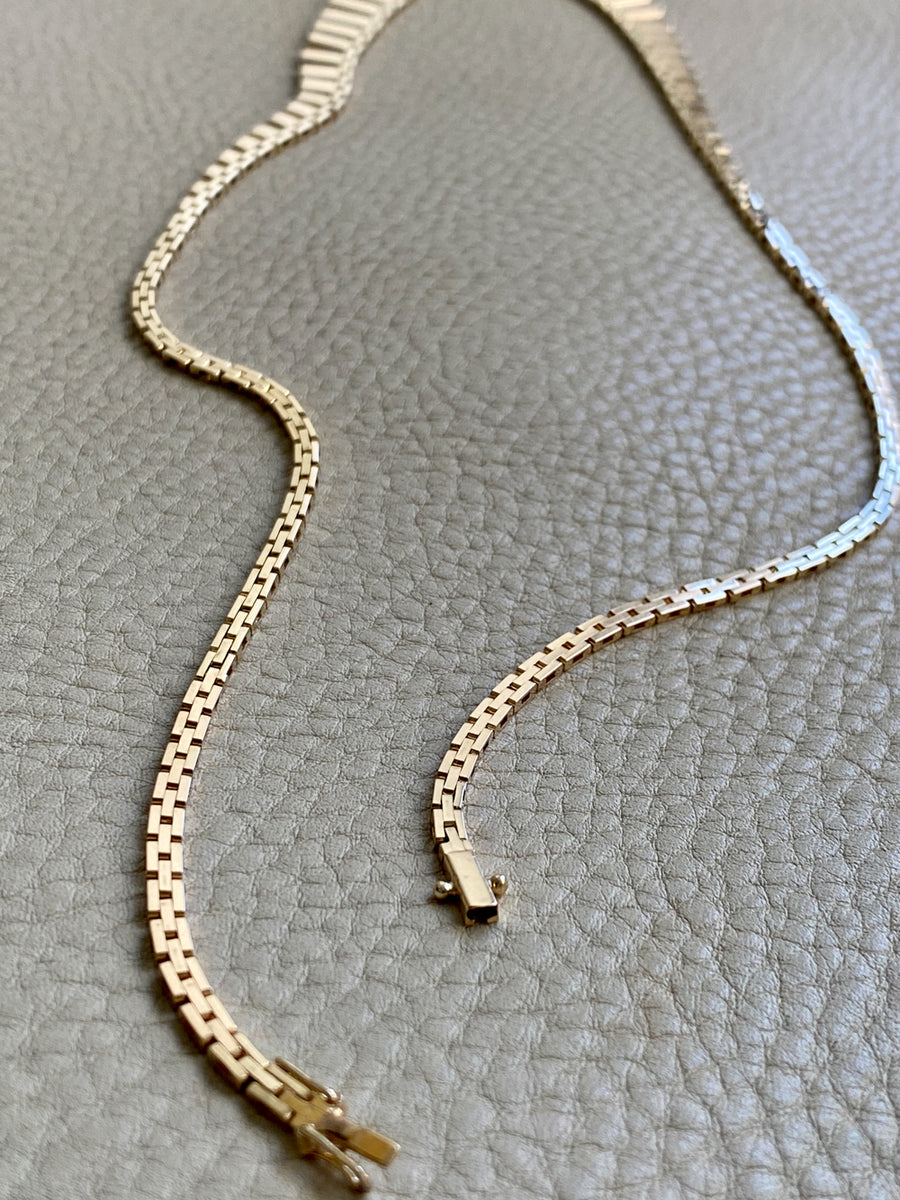 Dramatic SPARKLING! 14k gold cleopatra link necklace - 19.7 inch length