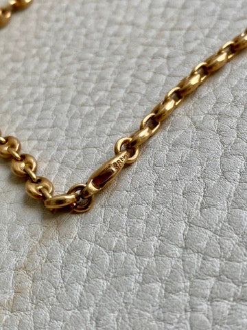 18k Gold Vintage Italian Puffy Mariner Link Chain Necklace - 18.1 inch length