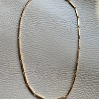 Modernist 18k solid gold bar link chain necklace - Made in 1961 - 17.5 inch length