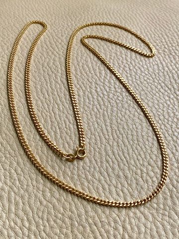 Forever curb link necklace - Excellent long length 27.75 inch length - Vintage Italian 18k gold chain