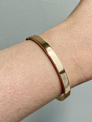 1940s era Modernist Swedish 18k Gold Hinged Bangle - maker Stigbert - 6.8 inch