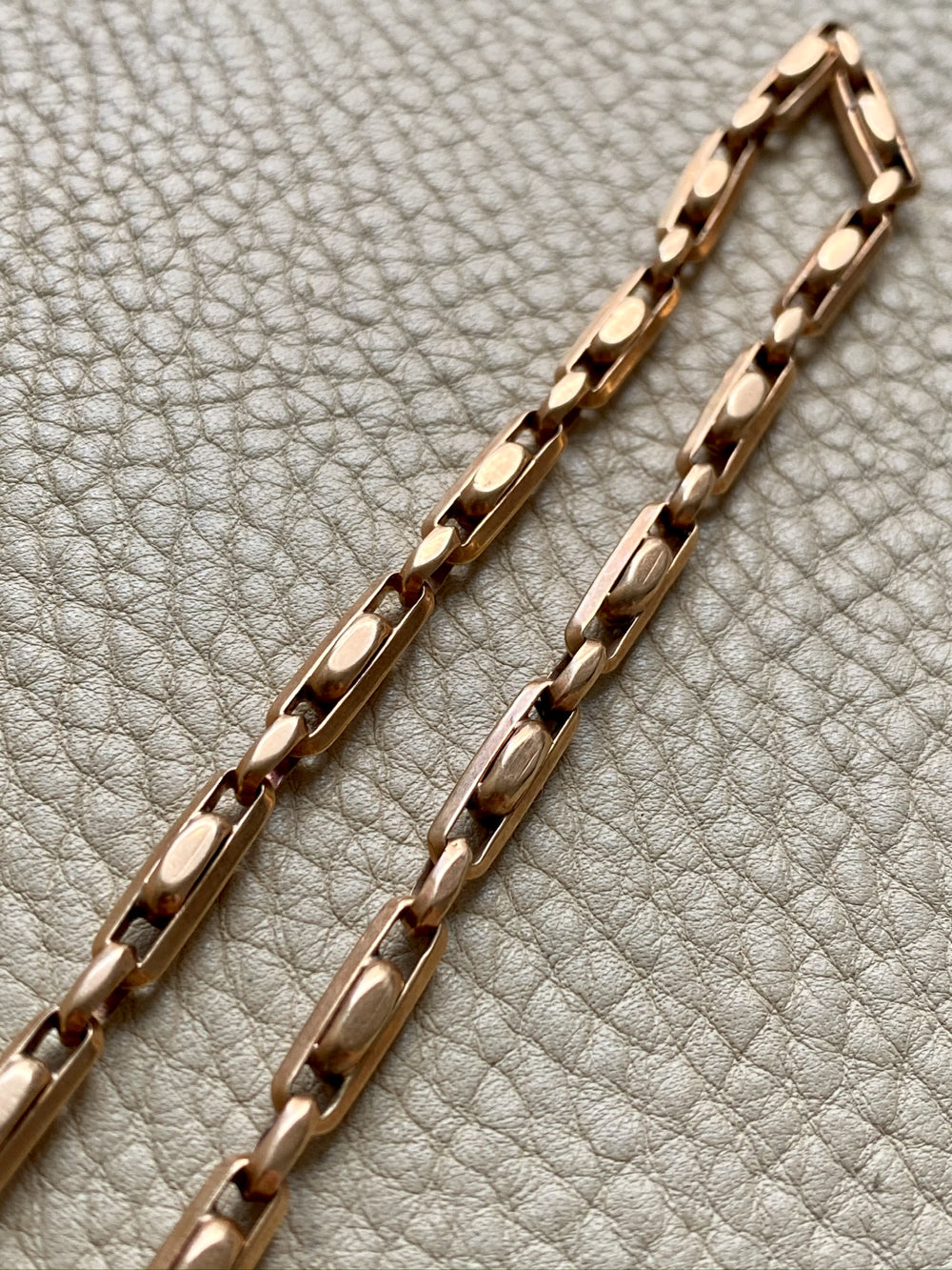 Antique Chunky Watch Chain in Rose Gold 14k - 17.3 inch length