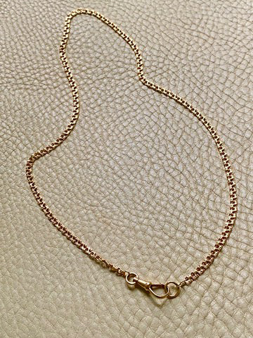 Double Link Necklace with Watch Chain Dog clip in 18k gold - 18 inch length