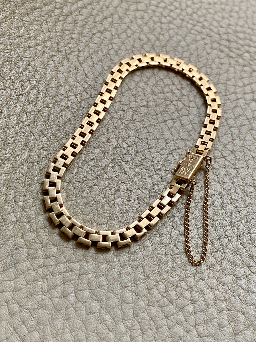 1949 Slinky 18k Gold Brick Link Bracelet - 7.5 inch length