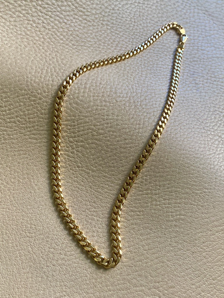 AMAZING! Heavy Italian Vintage Curb Link Necklace in Solid 18k Gold - 20 inch length