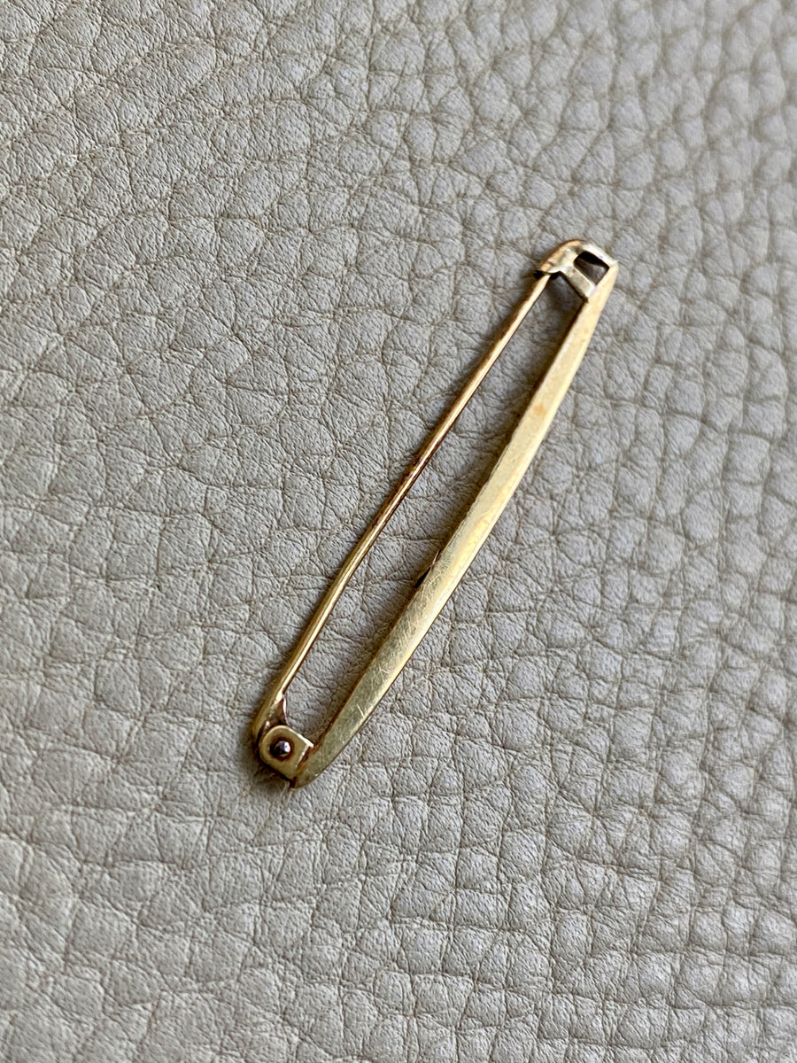 Midcentury era 14k gold safety pin brooch or chain extender - 1.75 inch length