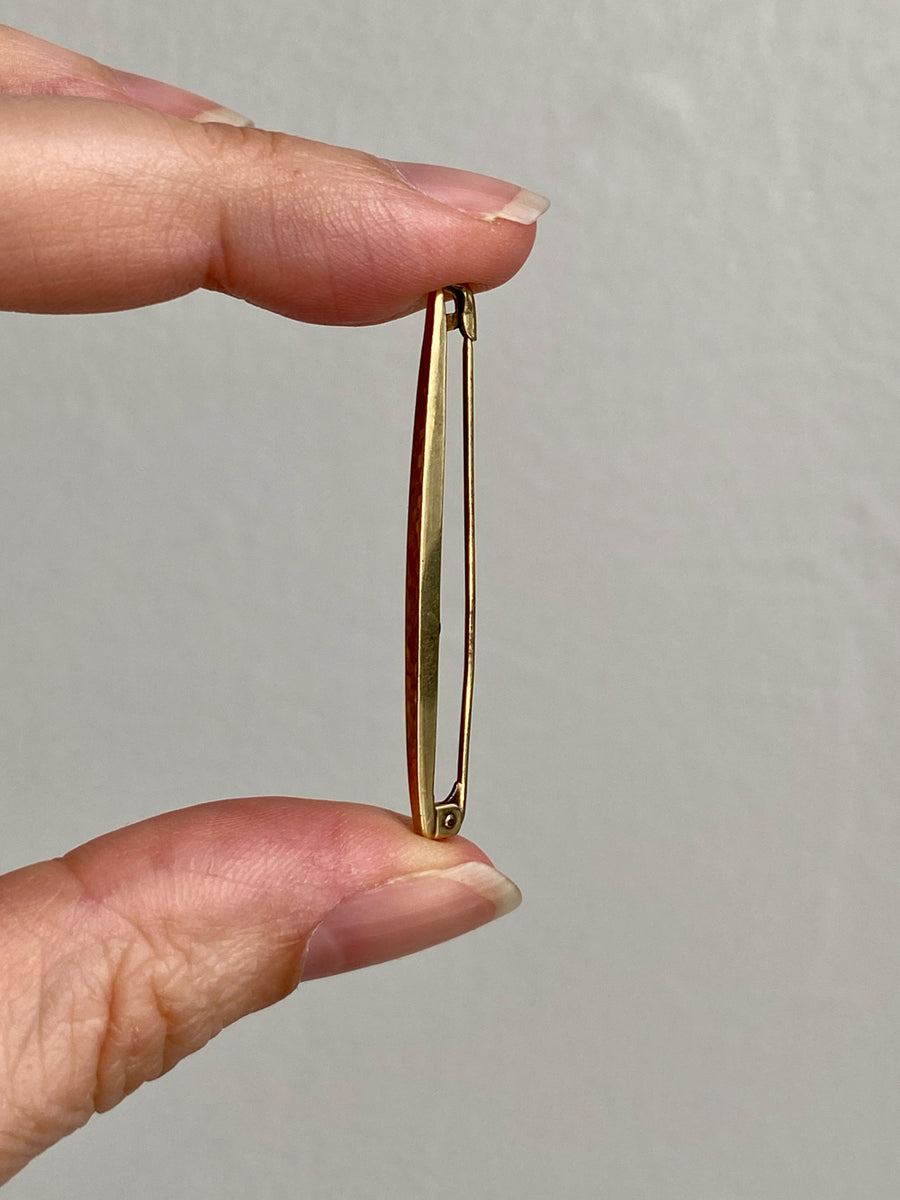 Midcentury era 14k gold safety pin brooch or chain extender - 1.75 inch length