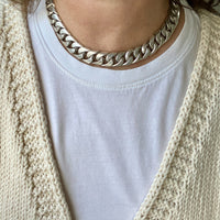 CHUNKY!! Sterling Silver Curb Chain Necklace - 15.75 inch length