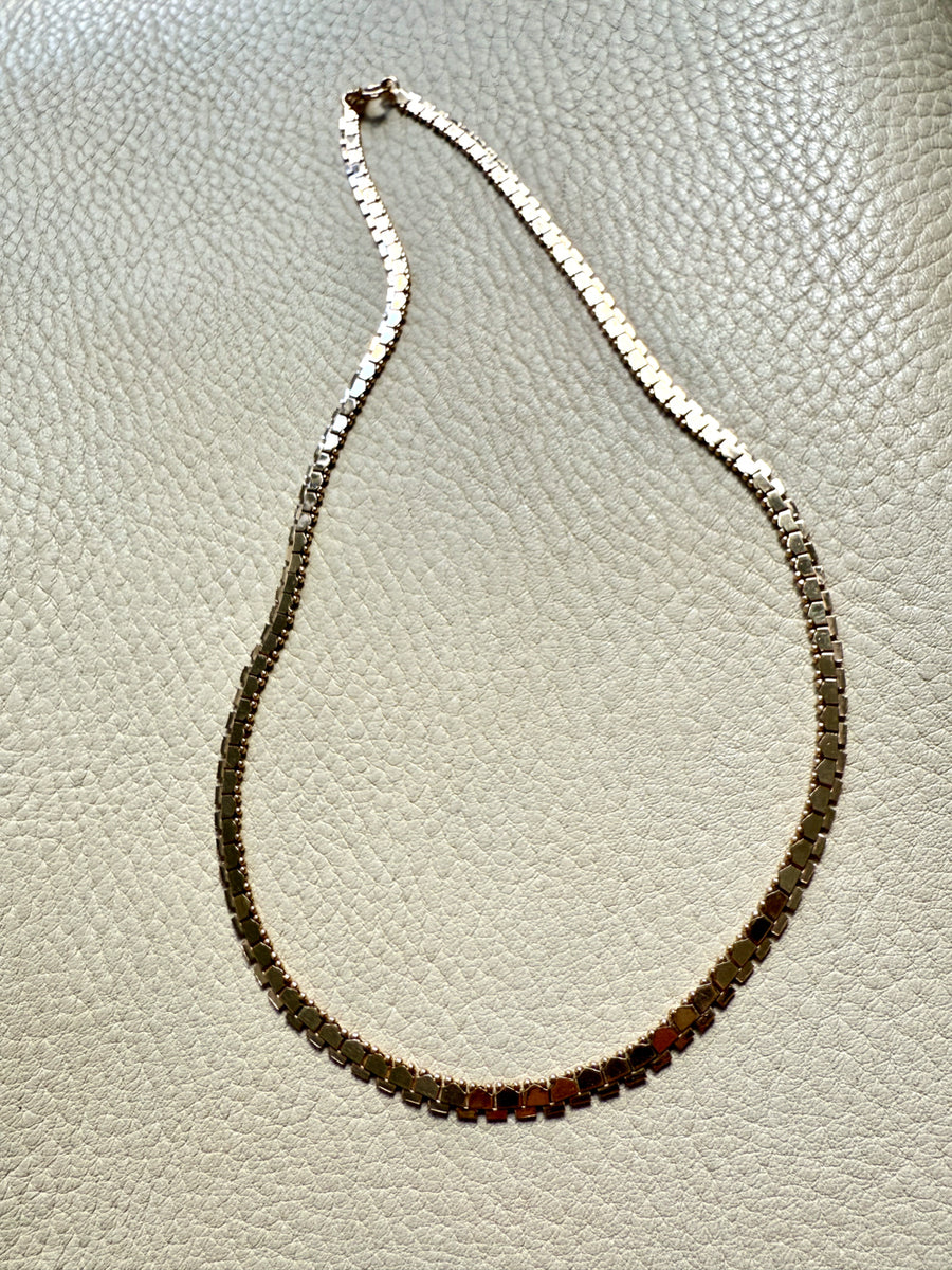 Midcentury era Italian Mirrored Shimmer Link Necklace in 18k Gold - 17.75 inch length