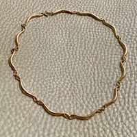 Curly swooped bar link choker necklace - Vintage 18k gold - 15 inch length