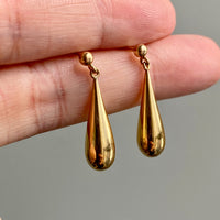 18k gold Droplet stud earrings - 1950s era Vintage Swedish