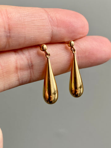 18k gold Droplet stud earrings - 1950s era Vintage Swedish