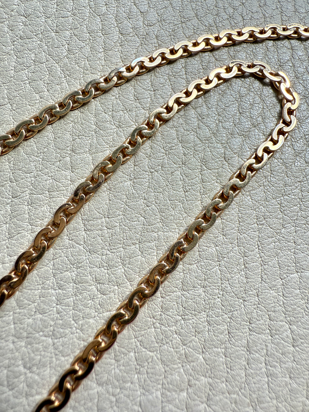 18k Gold Antique Virola Link Watch Chain Front Clasp Necklace - 15.6 inch length