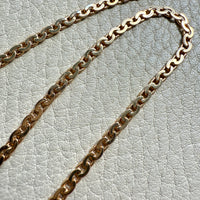 18k Gold Antique Virola Link Watch Chain Front Clasp Necklace - 15.6 inch length