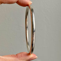 Heavy Round Solid Bangle - Solid Sterling Silver - 7.8 inch interior circumference