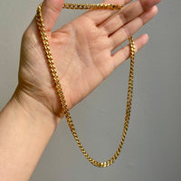 AMAZING! Heavy Italian Vintage Curb Link Necklace in Solid 18k Gold - 20 inch length