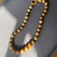 Vintage Cultured Pearl Necklace Graduated Width with 18k gold bolt clasp  - 17 inch length