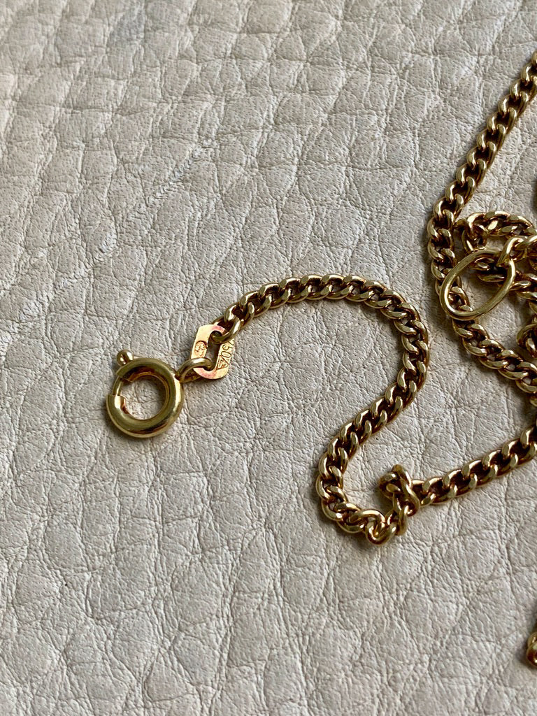 Vintage 18k gold curb link necklace - 17 inch length