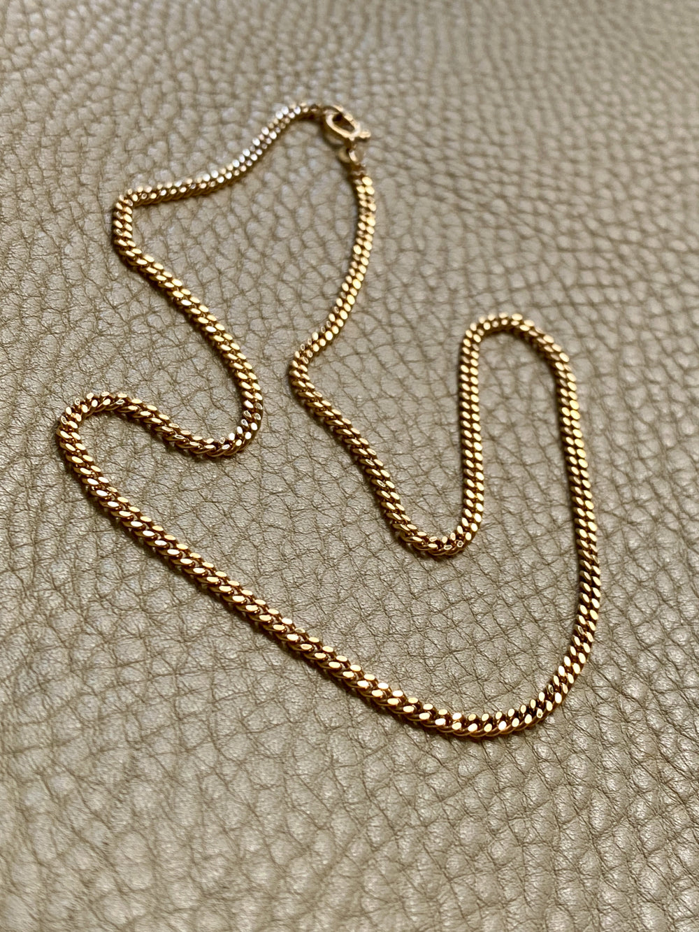 Vintage Swedish 18k gold curb link necklace - 16.25 inch length