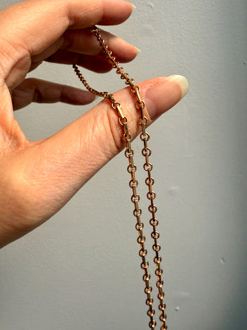 Swedish Vintage 18k gold Chain Necklace - Alternating Long and Round Links - 19.5 inch length