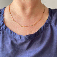 Half-twist gold bar link necklace - 14k gold - 20 inch length