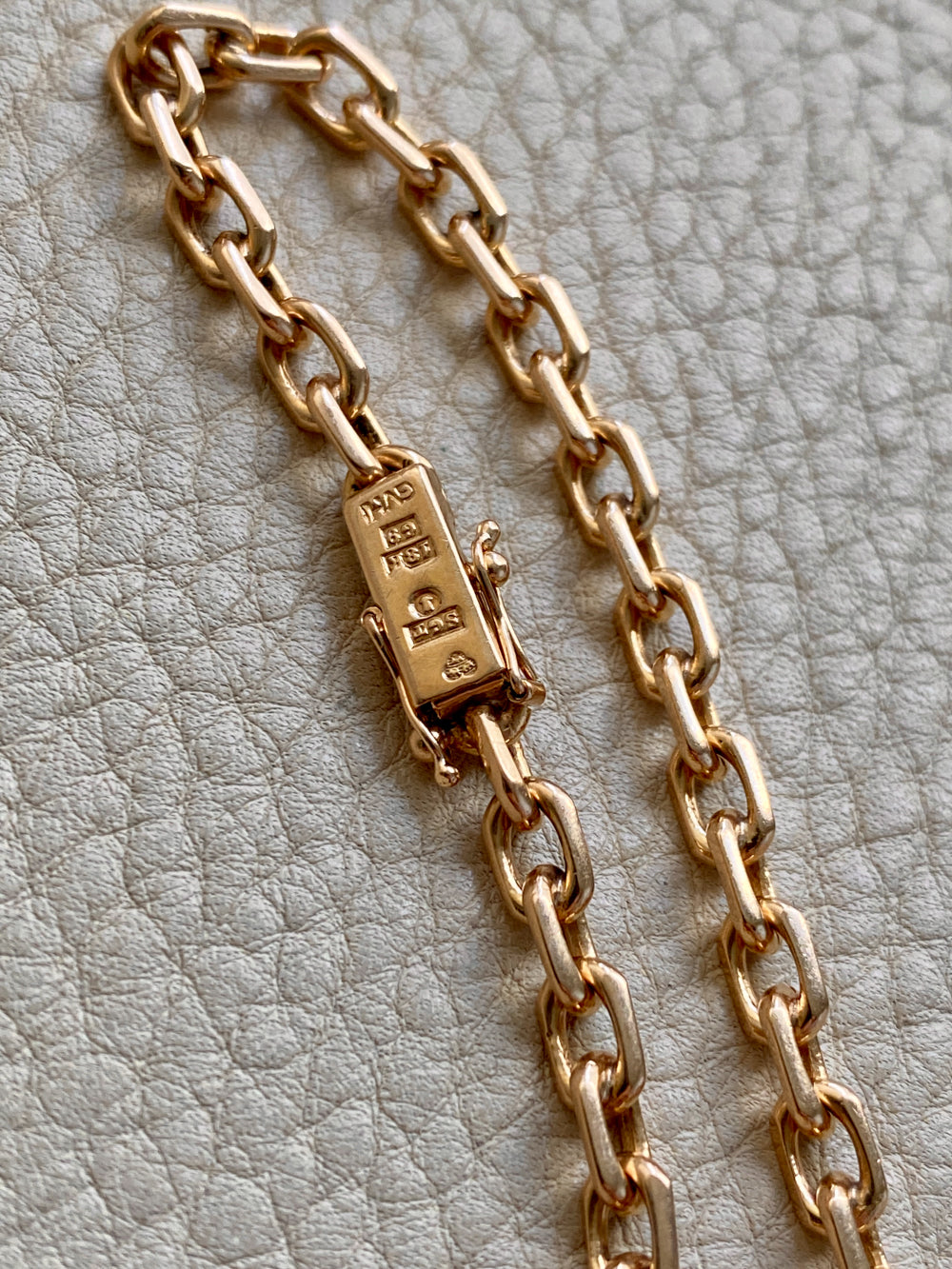 Swedish vintage 18k gold biker link bracelet 4.4mm width - 7.5 inch length