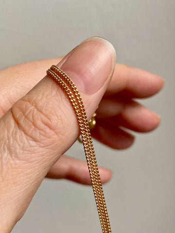 Swedish Vintage Curb Chain Necklace in 18k Gold - 19.8 inch length