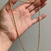 18k Gold Vintage - Unique Elongated Wavy Biker Link Chain Necklace - 18.9 inch length