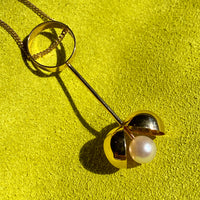 1968 Vintage 14k gold pearl pendant by Olli Auvinen for Westerback