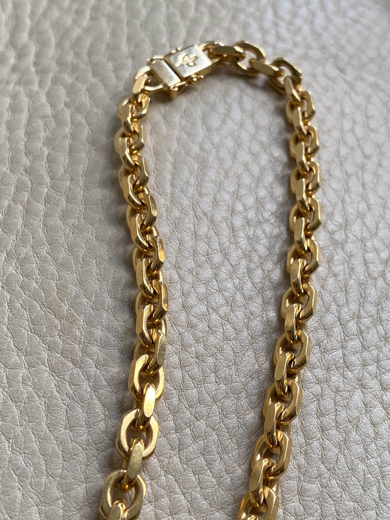 WEIGHTY!! 18k Gold Chunky Biker Chain Necklace - By Classic Italian Maker Balestra - 20 inch length