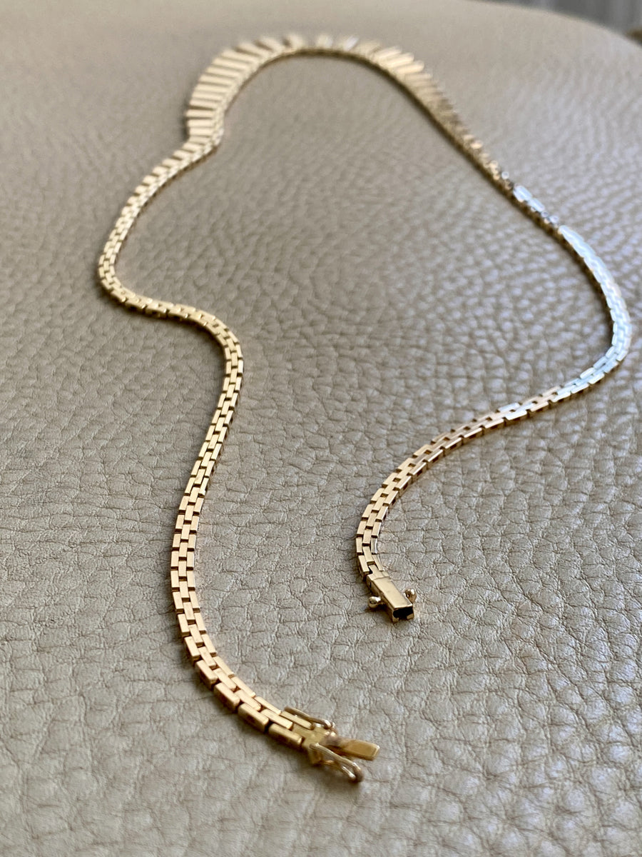 Dramatic SPARKLING! 14k gold cleopatra link necklace - 19.7 inch length