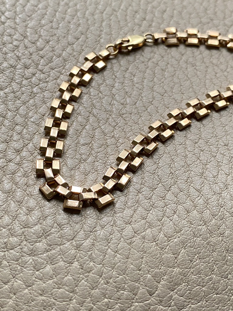 Checkerboard link bracelet in 18k gold - Swedish vintage 1940 - 8.2 inch length