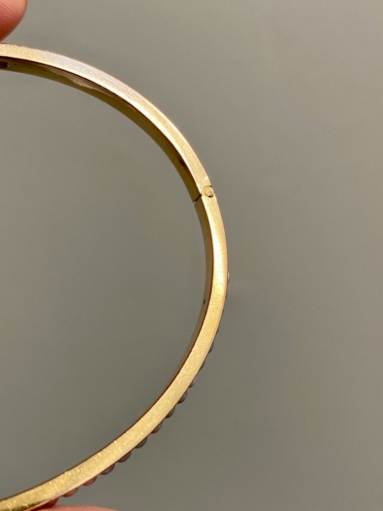 1958 Modernist Swedish 18k Gold Hinged Bangle with Pearls - by Stigbert - 7 inch interior circumference