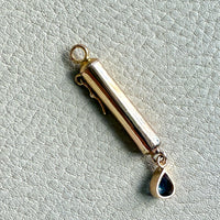 18k Gold Vintage Vessel Pendant with Blue Sapphire Droplet - Poison, Snuff, Secret Message compartment