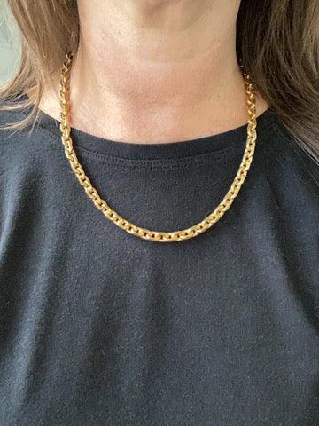 WEIGHTY!! 18k Gold Chunky Biker Chain Necklace - By Classic Italian Maker Balestra - 20 inch length