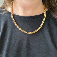 WEIGHTY!! 18k Gold Chunky Biker Chain Necklace - By Classic Italian Maker Balestra - 20 inch length