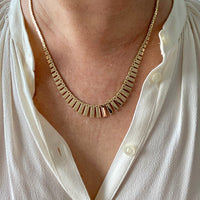 Dramatic SPARKLING! 14k gold cleopatra link necklace - 19.7 inch length