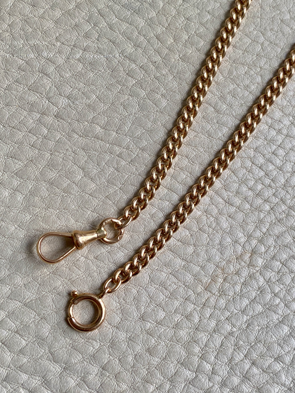 18k Gold Swedish Antique Round Curb Link Watch Chain Necklace - 17.5 inch length