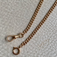 18k Gold Swedish Antique Round Curb Link Watch Chain Necklace - 17.5 inch length