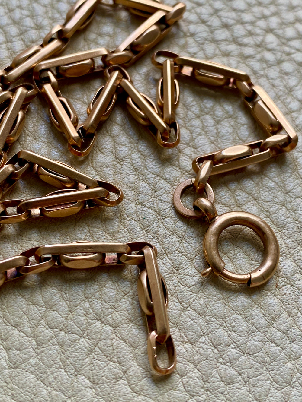 Antique Chunky Watch Chain in Rose Gold 14k - 17.3 inch length