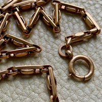 Antique Chunky Watch Chain in Rose Gold 14k - 17.3 inch length