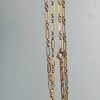 18k Gold Vintage Trombone Link Necklace - 32.3 inch length