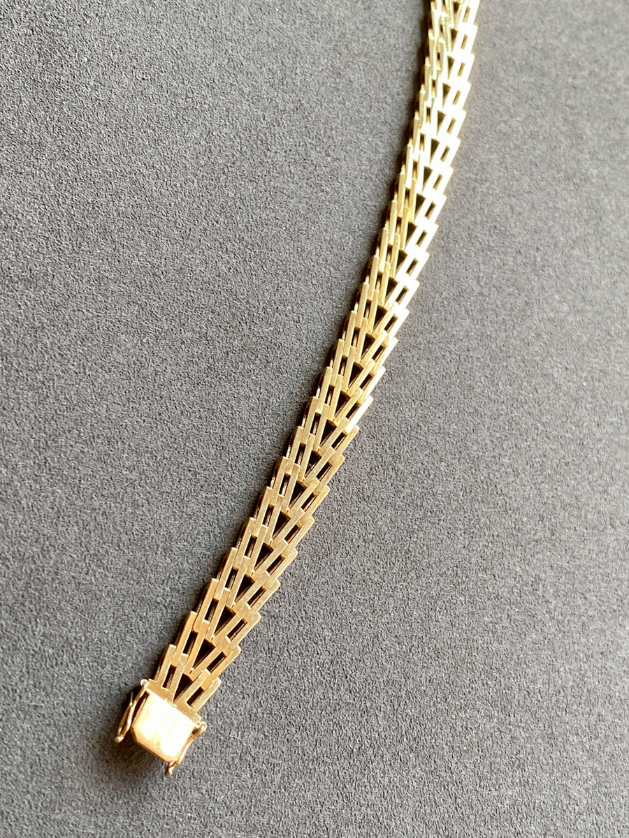 Vintage Danish V-link Bracelet in 14k Gold by SV Glymerrs - 7.5 inch length