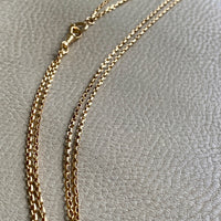 Antique 18k gold Double Strand Skinny Elongated Chain - Longuard Chain with Swivel Dog Clip - 20.25 inch length