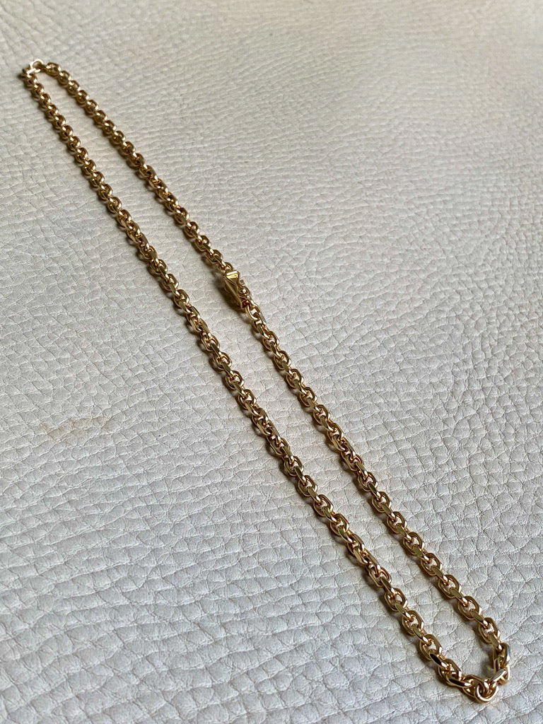 Excellent! Biker Link Chain in 14k Gold - Danish Vintage by Jannik Lilleriis Andersen - 20 inch length