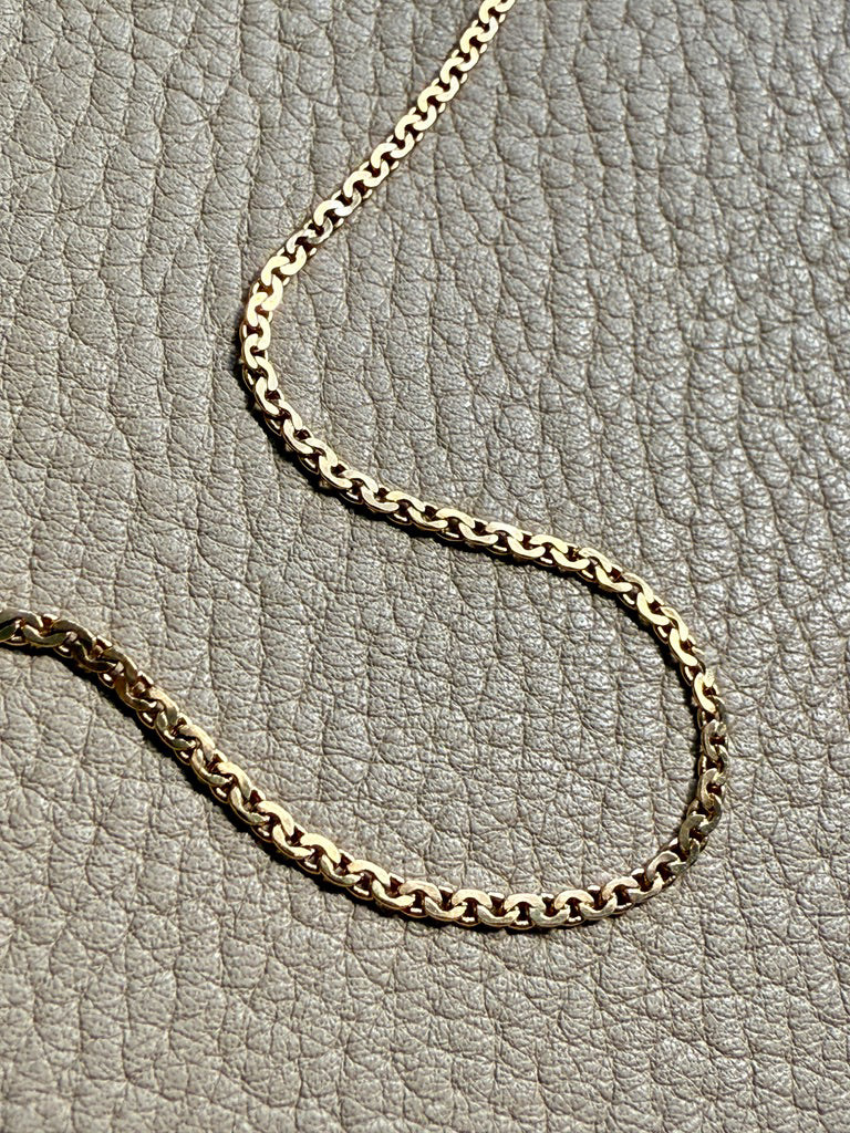 Long Skinny Vintage 18k gold Virola Link Necklace - 23.75 inch length