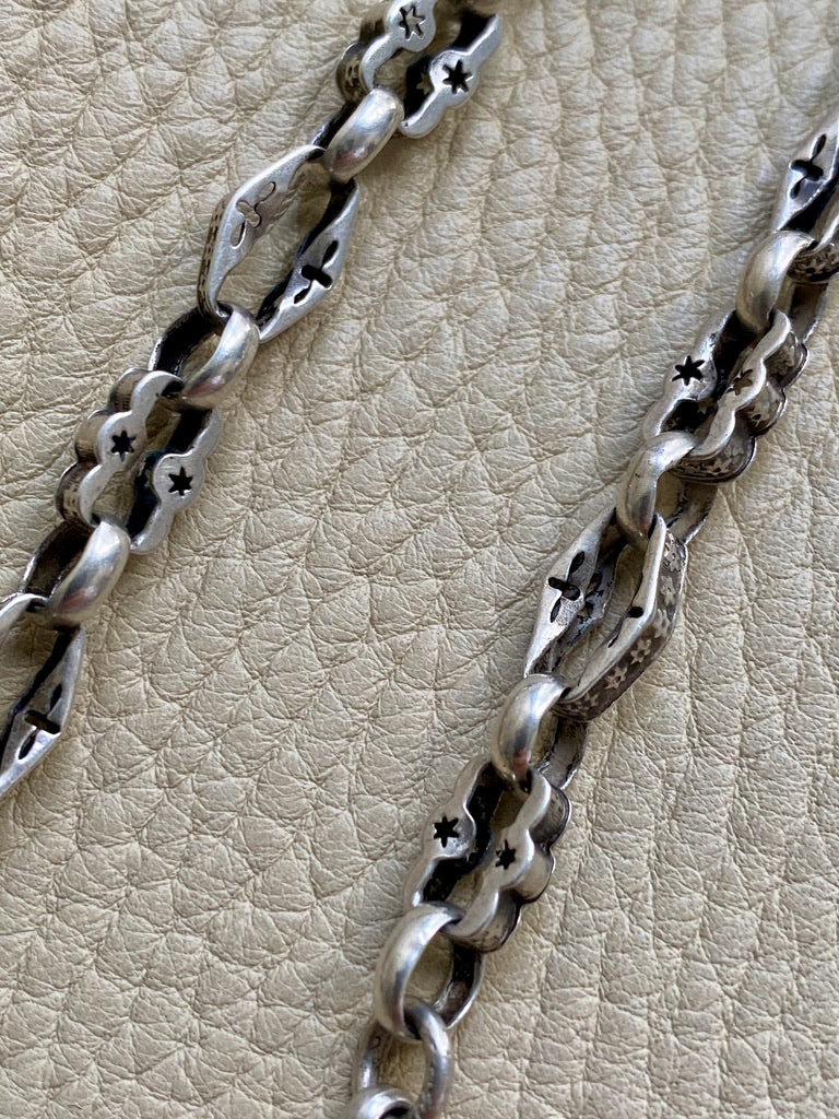 English Antique Sterling Silver Watch Chain (bracelet or necklace extender)- 12.3 inch length