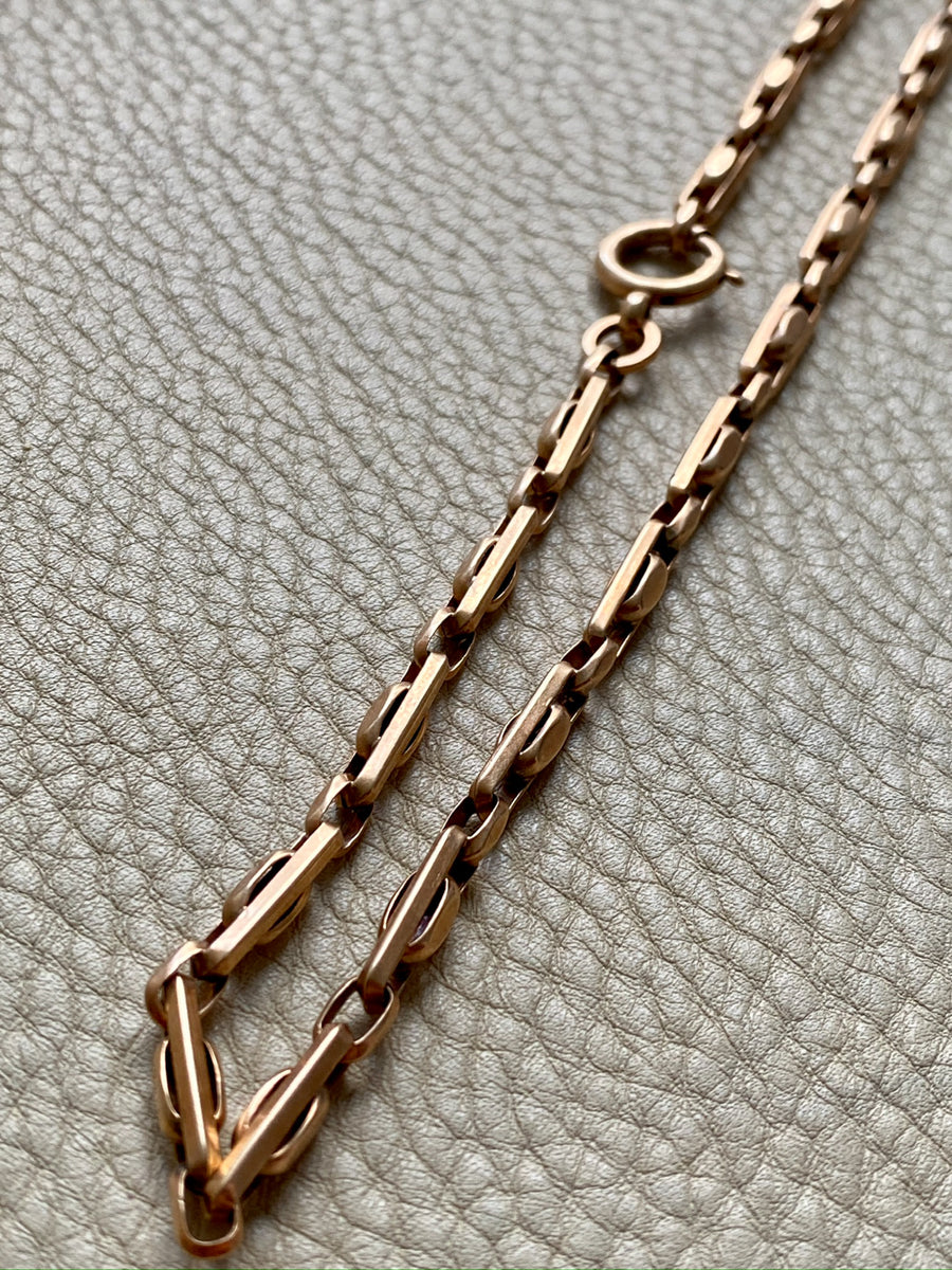 Antique Chunky Watch Chain in Rose Gold 14k - 17.3 inch length