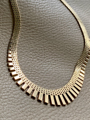 RADIANT! 14k Gold Cleopatra Link Necklace - Vintage Danish - 17 inch length